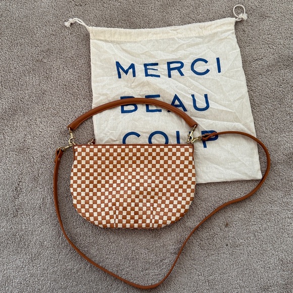 Clare V. Petite Moyen in Natural and Cream Woven Checkered - Picture 6 of 6